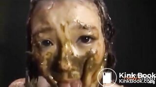 Crazy Jap Teen Slag Covered in Her Own Shit & Puke