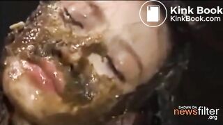 Crazy Jap Teen Slag Covered in Her Own Shit & Puke