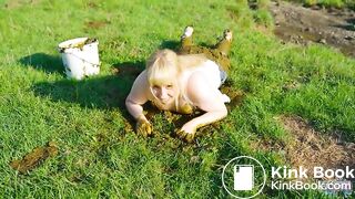 Collecting cowshit and masturbate in manure