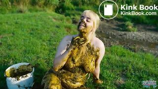 Collecting cowshit and masturbate in manure