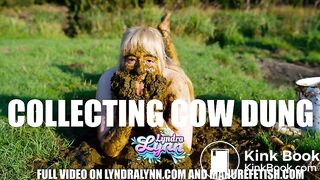 Collecting cowshit and masturbate in manure