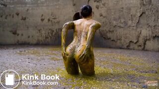 Christy Ley in the manure pit