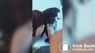 Art: painting with my feet  black and red