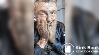 Full head shit smearing & dildo deep throat