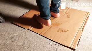 Very  nessy wife wash outside in pantyhose