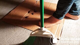 Very  nessy wife wash outside in pantyhose