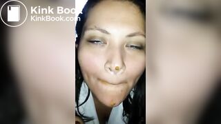female enjoying chewing mouthful of shit