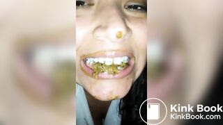 female enjoying chewing mouthful of shit
