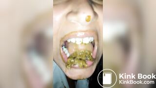 female enjoying chewing mouthful of shit