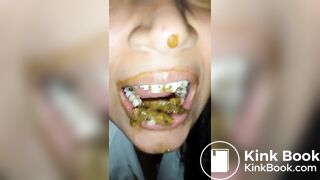 female enjoying chewing mouthful of shit