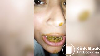 female enjoying chewing mouthful of shit
