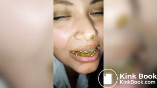 female enjoying chewing mouthful of shit