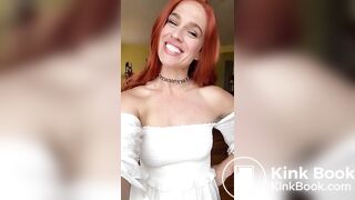 Red hair girl shit at she walks