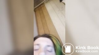 My submissive whore eating shit n jerkin it