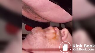 German guy feeds scattoilet