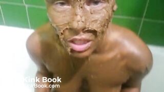 Dirty nice girl completely covered in shit