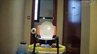 Pretty girls shit and piss on their toilet slave
