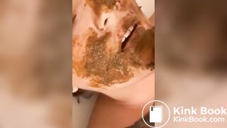 Shit facial for worthless human toilet whore