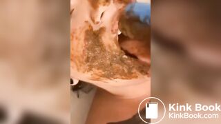 Shit facial for worthless human toilet whore
