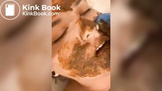 Shit facial for worthless human toilet whore