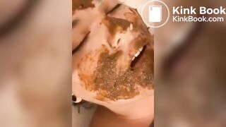 Shit facial for worthless human toilet whore