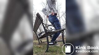 Shitting on a Bench by the Road