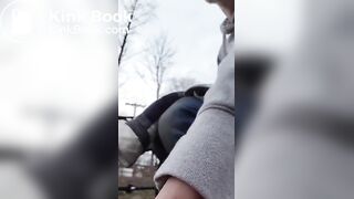 Shitting on a Bench by the Road