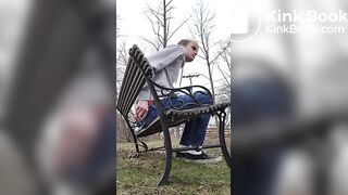 Shitting on a Bench by the Road