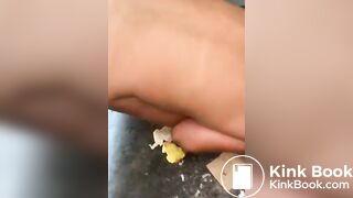 Nasty portapotty floor for worthless human toilet