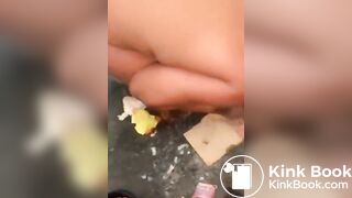 Nasty portapotty floor for worthless human toilet