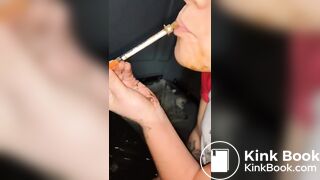 Syringe covered in shit for worthless human toilet