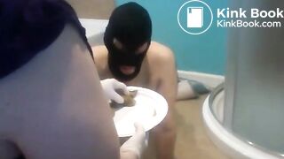 Femdom feeds shit load of Her and High School Girl