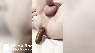 Pushing out a huge load in bed
