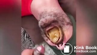 Brazilian guy cums into a shit filled mouth