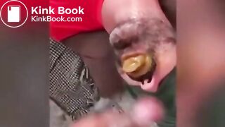 Brazilian guy cums into a shit filled mouth
