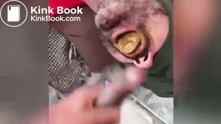 Brazilian guy cums into a shit filled mouth