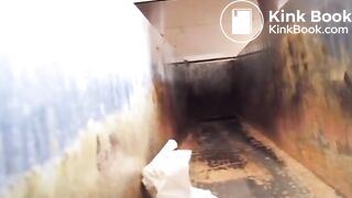 The girl excreted a lot in the toilet 003
