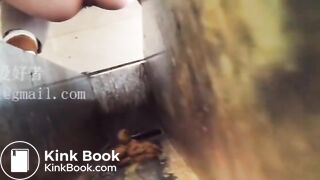 The girl excreted a lot in the toilet 003