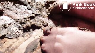 Dirty poo socks crush close up