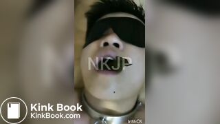 CUFFED JAP FAGGOT FED SHIT & PISS FROM UNCUT FAG