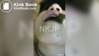 CUFFED JAP FAGGOT FED SHIT & PISS FROM UNCUT FAG