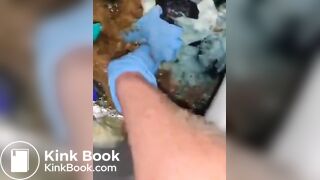 Slimy portapotty shit for worthless human toilet s