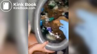 Slimy portapotty shit for worthless human toilet s