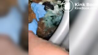 Slimy portapotty shit for worthless human toilet s