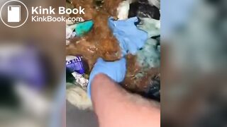 Slimy portapotty shit for worthless human toilet s