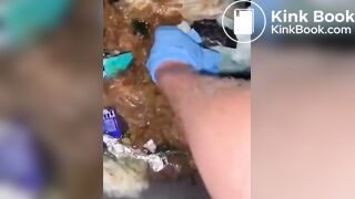 Slimy portapotty shit for worthless human toilet s