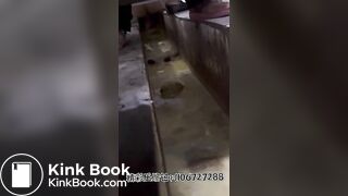 Women poop in dirty toilets