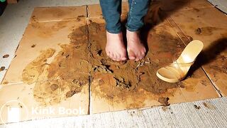 Very mad at the dog in pantyhose