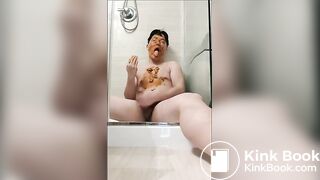 naked shit covered guy eats his shit