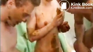 Sucking Shitty Cock in Scat Threesome